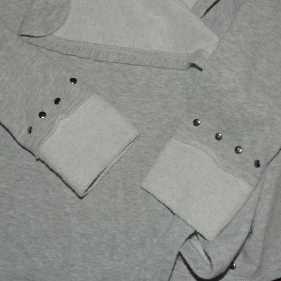 Bongo - Open Ripple Design Sweatshirt Cardigan with Stud Accents - Picture 4 of 7